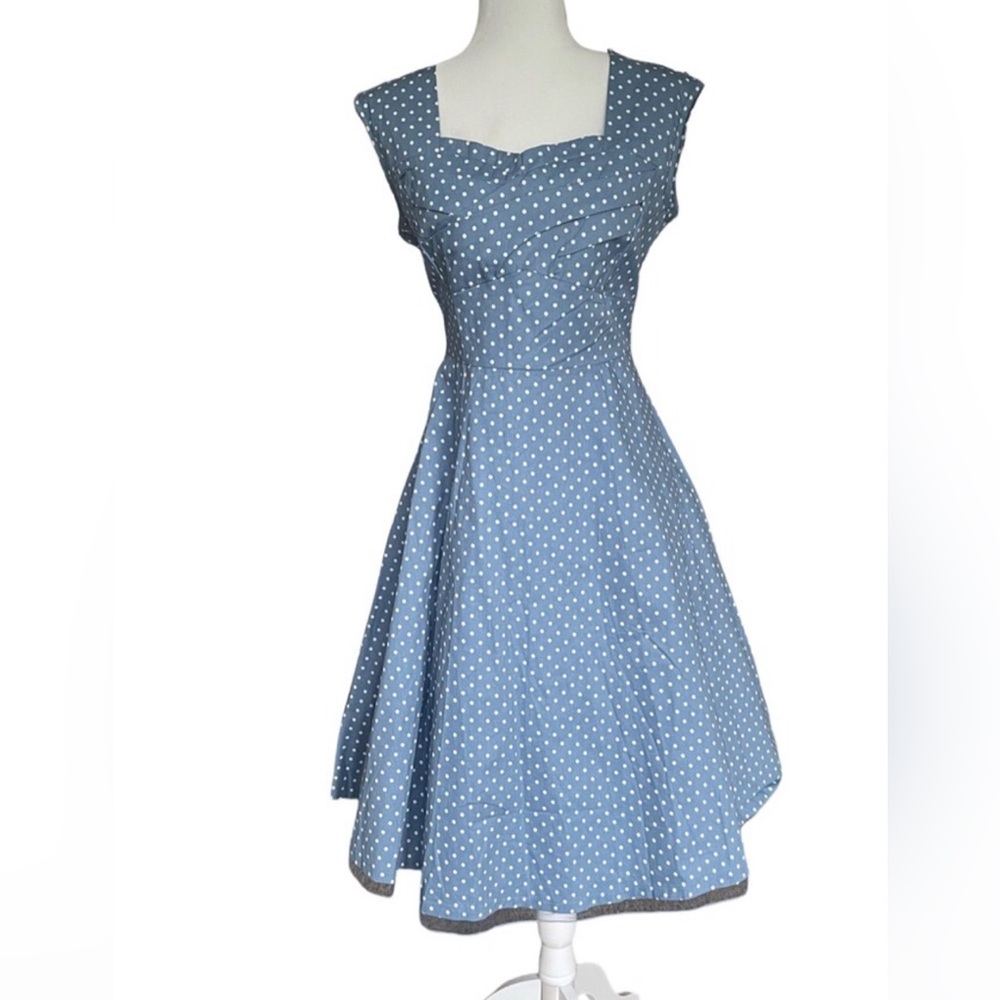 NWOT New vintage style polkadot blue dress size M/L